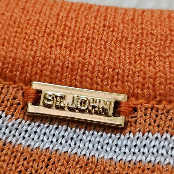 ST. John Sport SzSm Wool blend top. Orange n White. Drawstrings crossed. Luxury - Picture 5 of 16